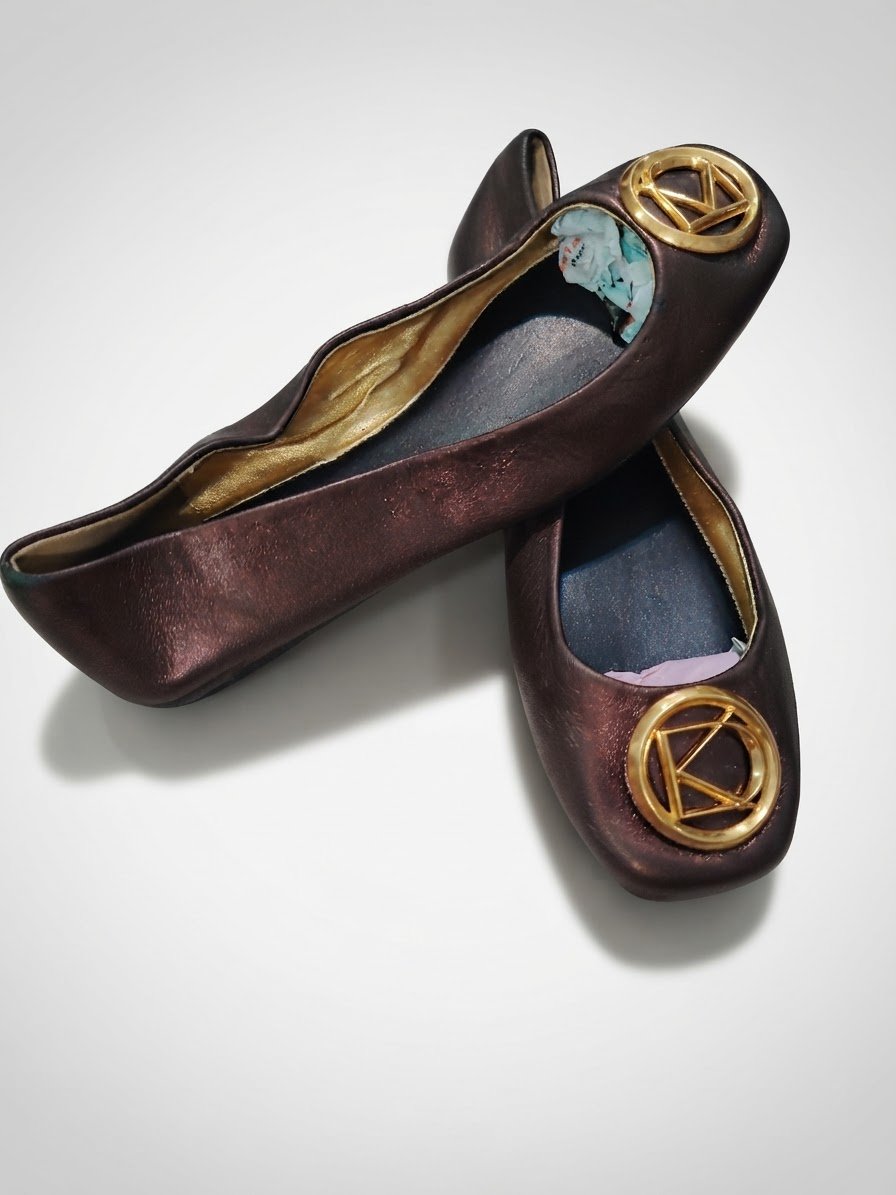 Ballerines Donna Karan New-York pointure 35.5 couleur bronze aubergine