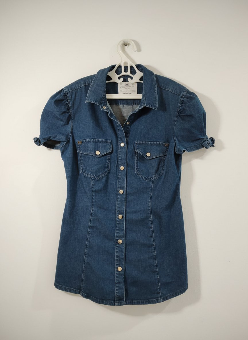 Elisabetta franchi, chwmise en jeans manche courte taille 34/36