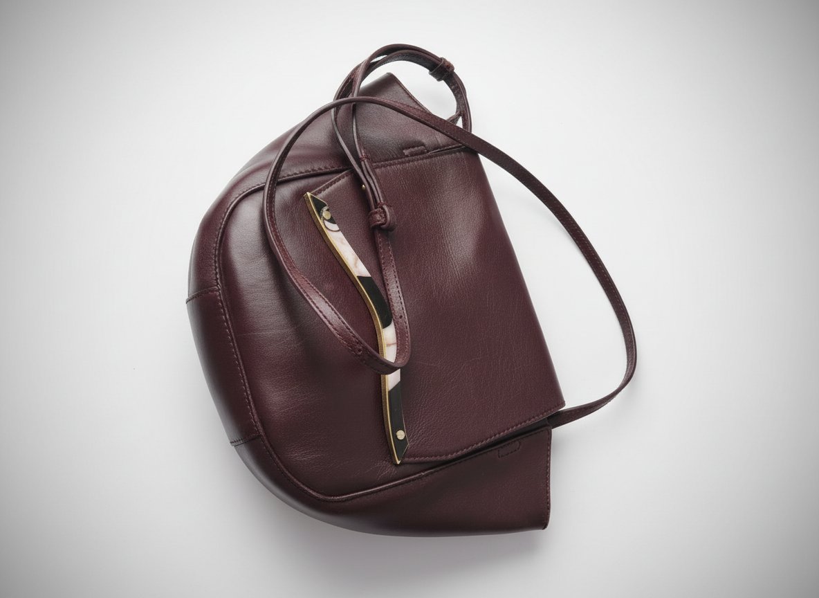 Un joli sac à bondouliere de la marque autographe, couleur marron aubergine