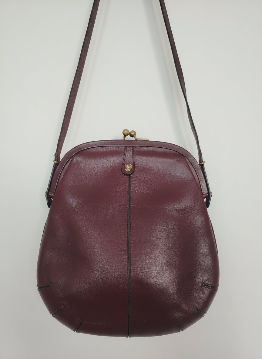 Vintage sac a bandoulière, burgundy en cuir véritable
