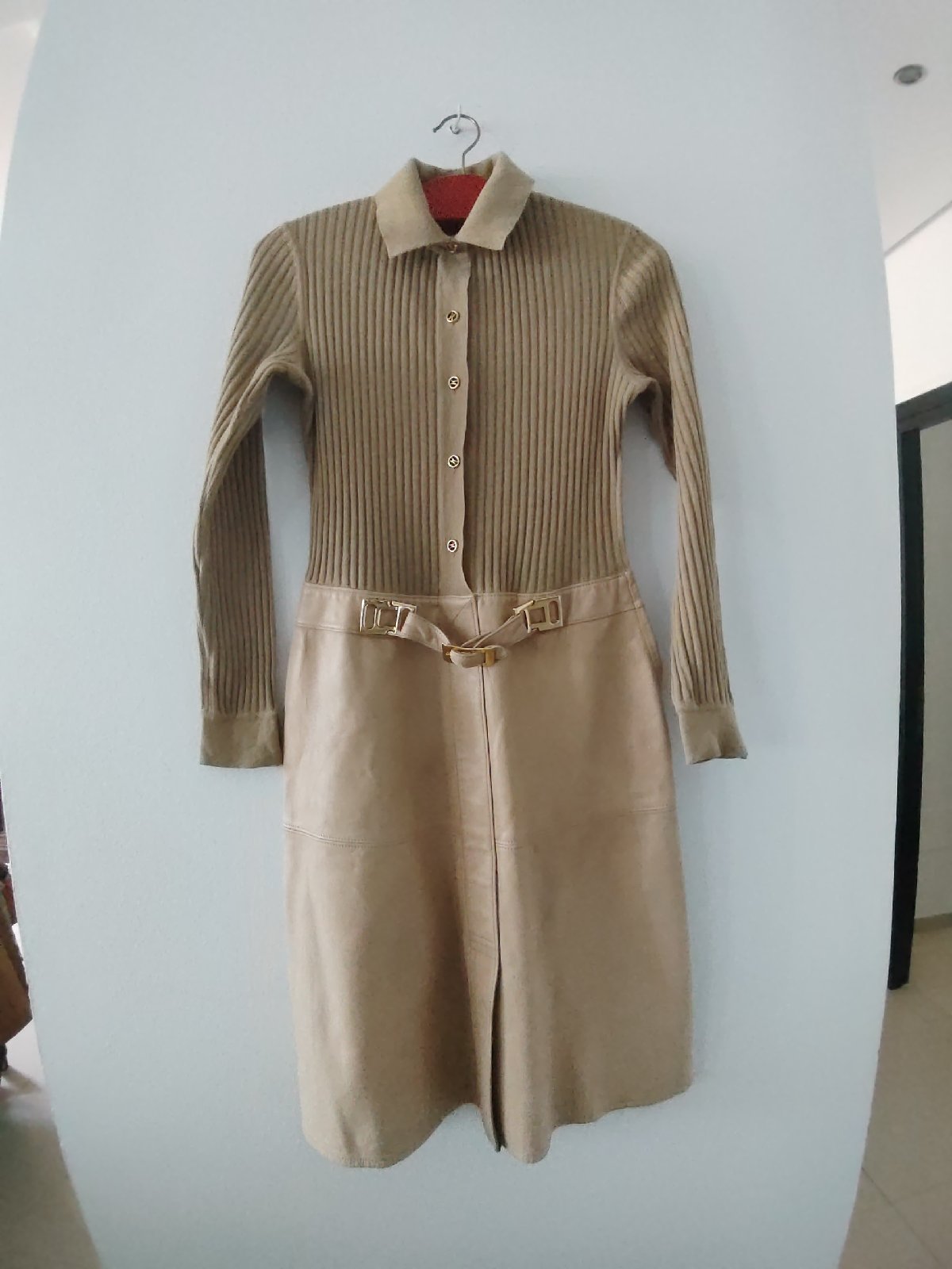 Robe Vintage jupe cuir véritable