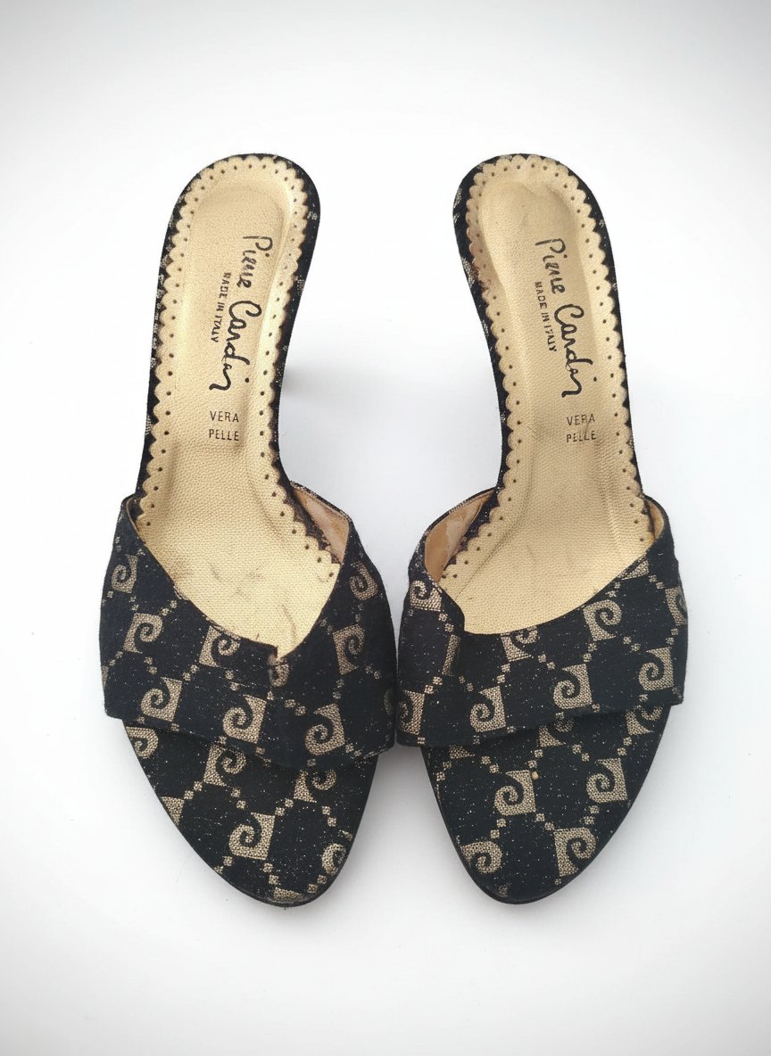 Pierre cardin mules noir et doré