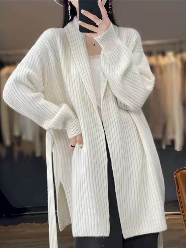 longue gilet oversize avec ceinture 
