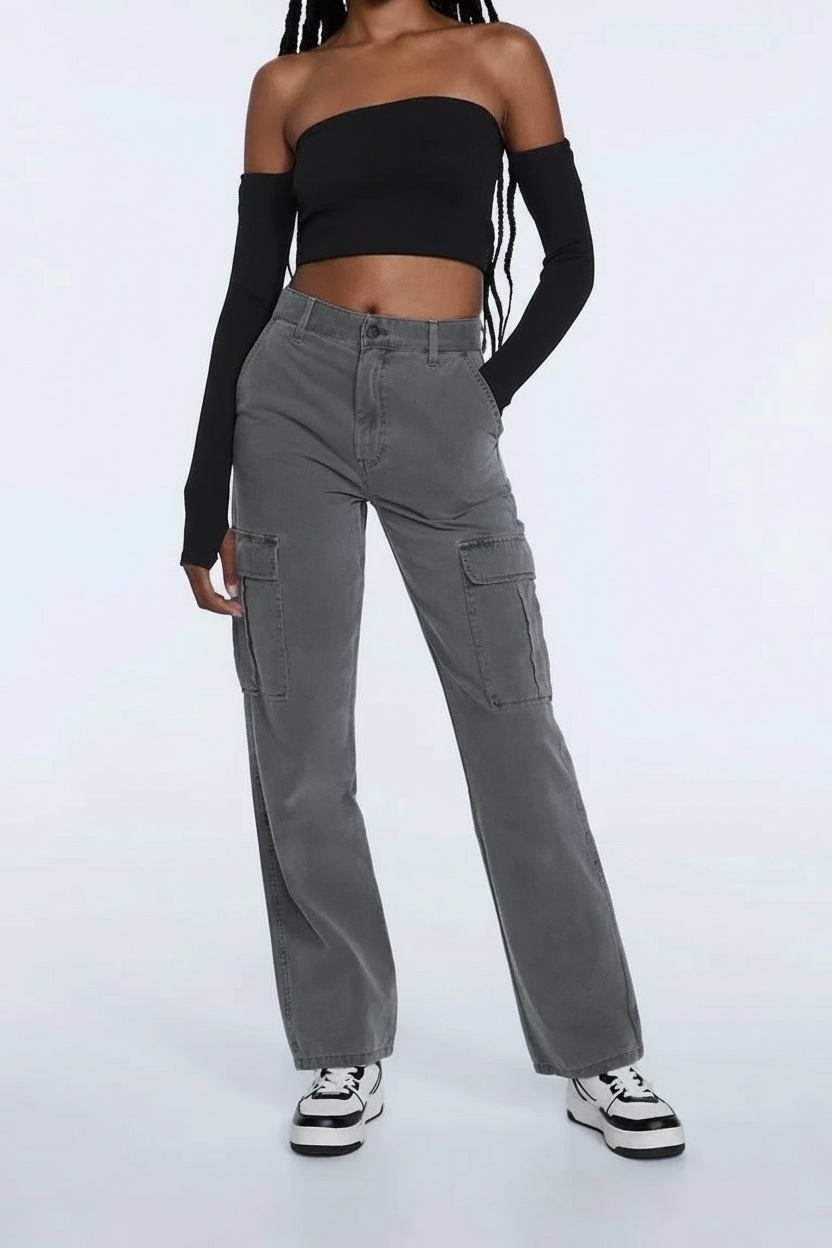 Pantalon cargo gris foncé Stradivarius 