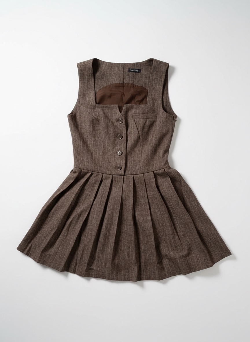 Robe mini plissée marron taille S 
