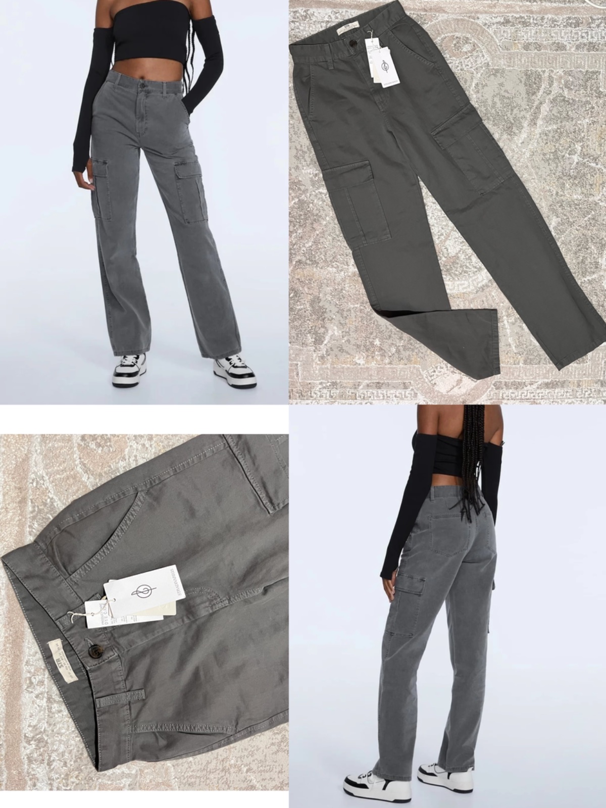 Pantalon cargo gris Stradivarius taille 32 neuf 