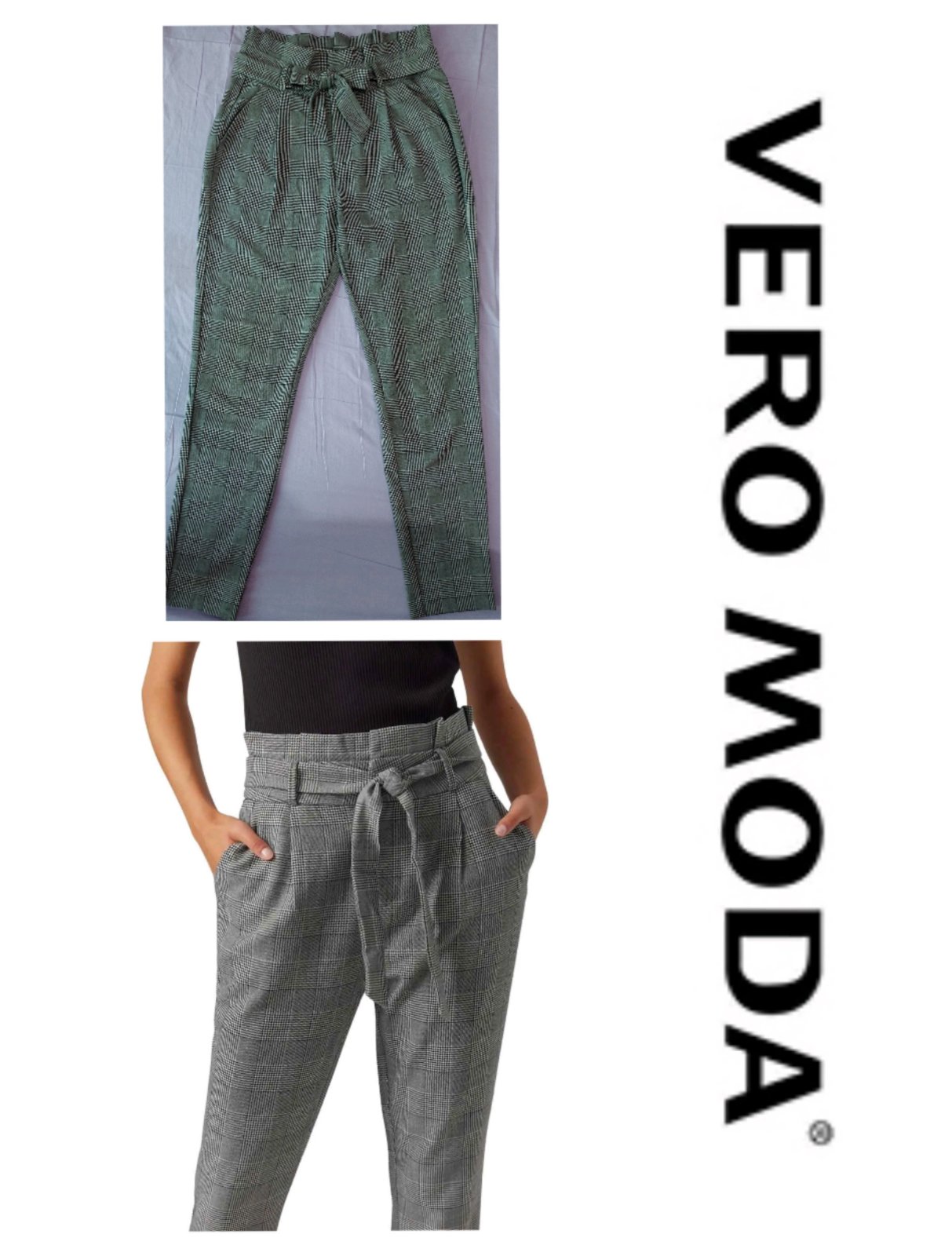 Pantalon élégant noir & blanc à carreaux – Vero Moda