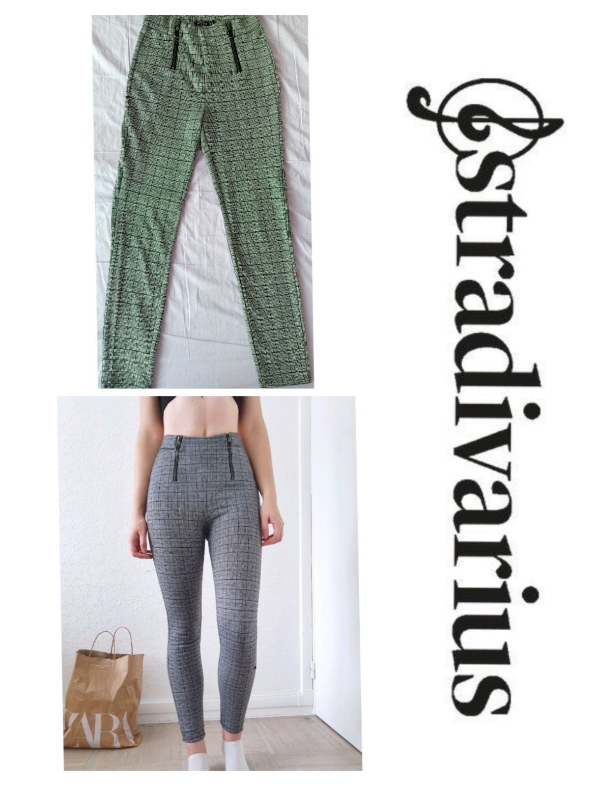 Pantalon à carreaux noir et blanc - Stradivarius 