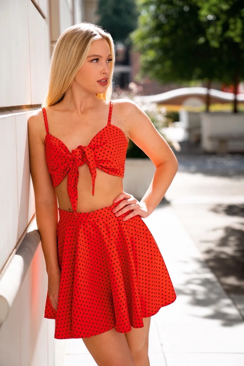 Set rouge polka dots