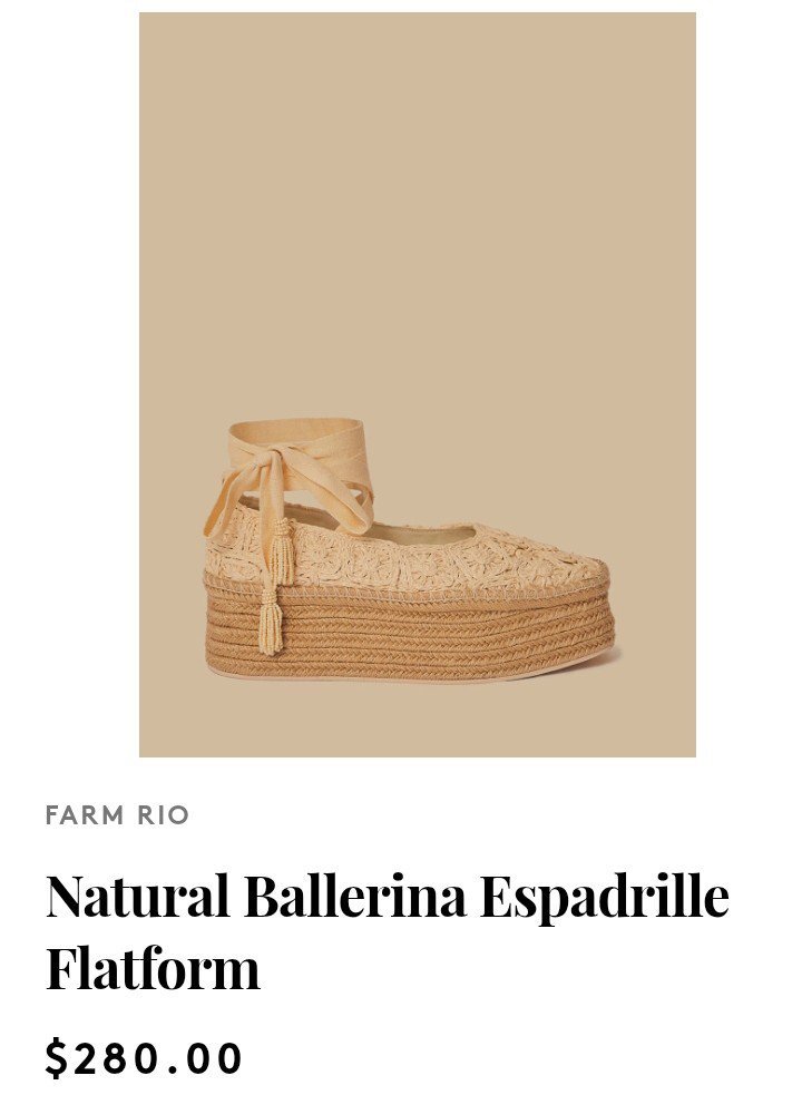 Natural ballerina platform de marque de luxe Farm Rio 