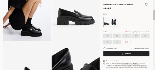 Derbies mocassins de marque H&M importation Mocassins en cuir à semelle épaisse