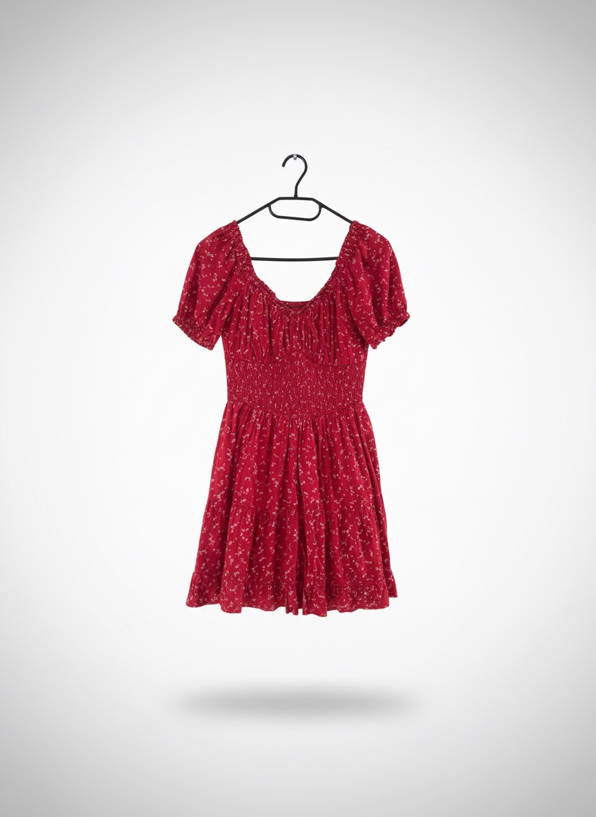 Robe rouge fleurie 