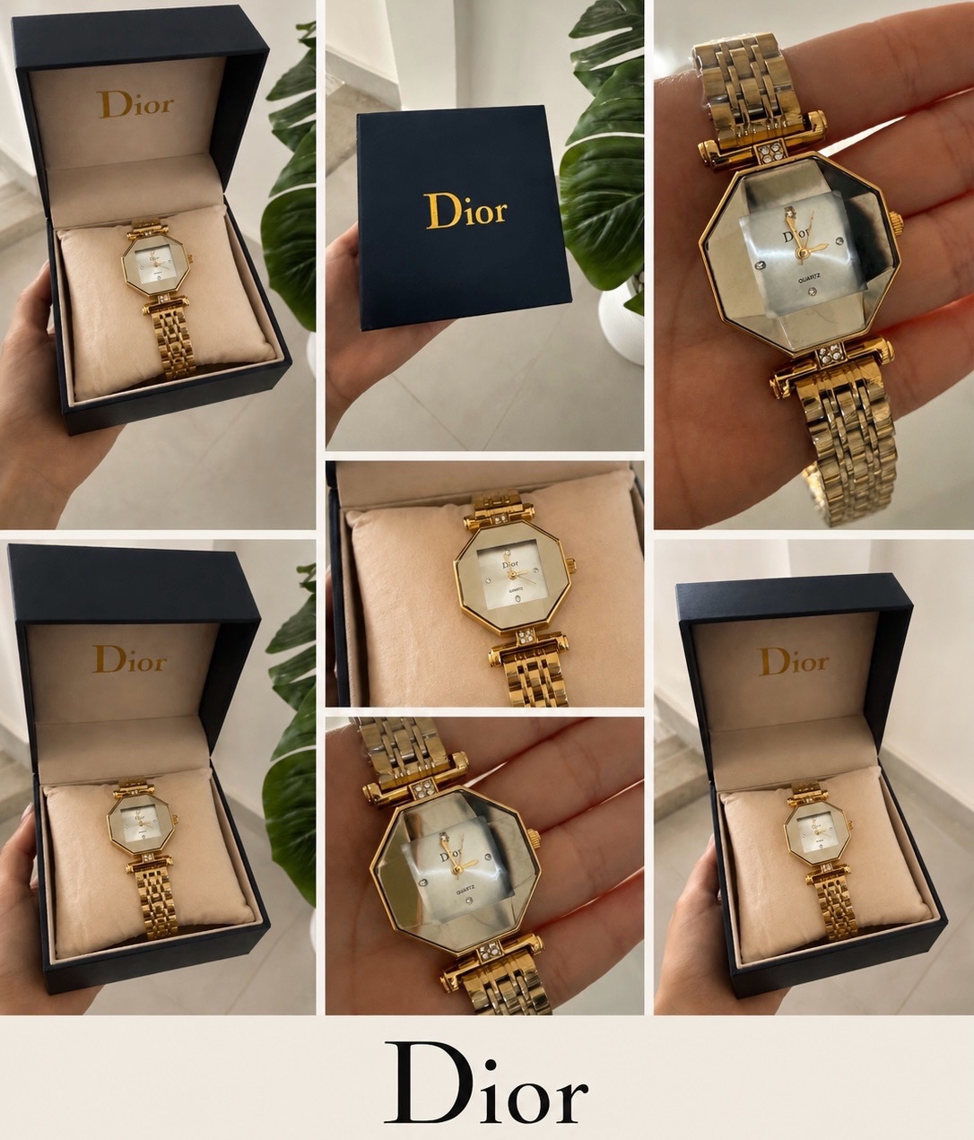     Montre femme style Dior dorée