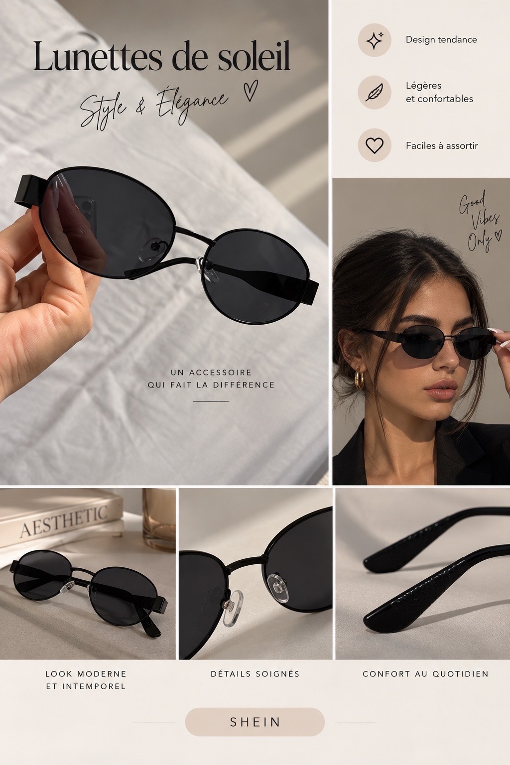 Lunettes de soleil noires SHEIN 