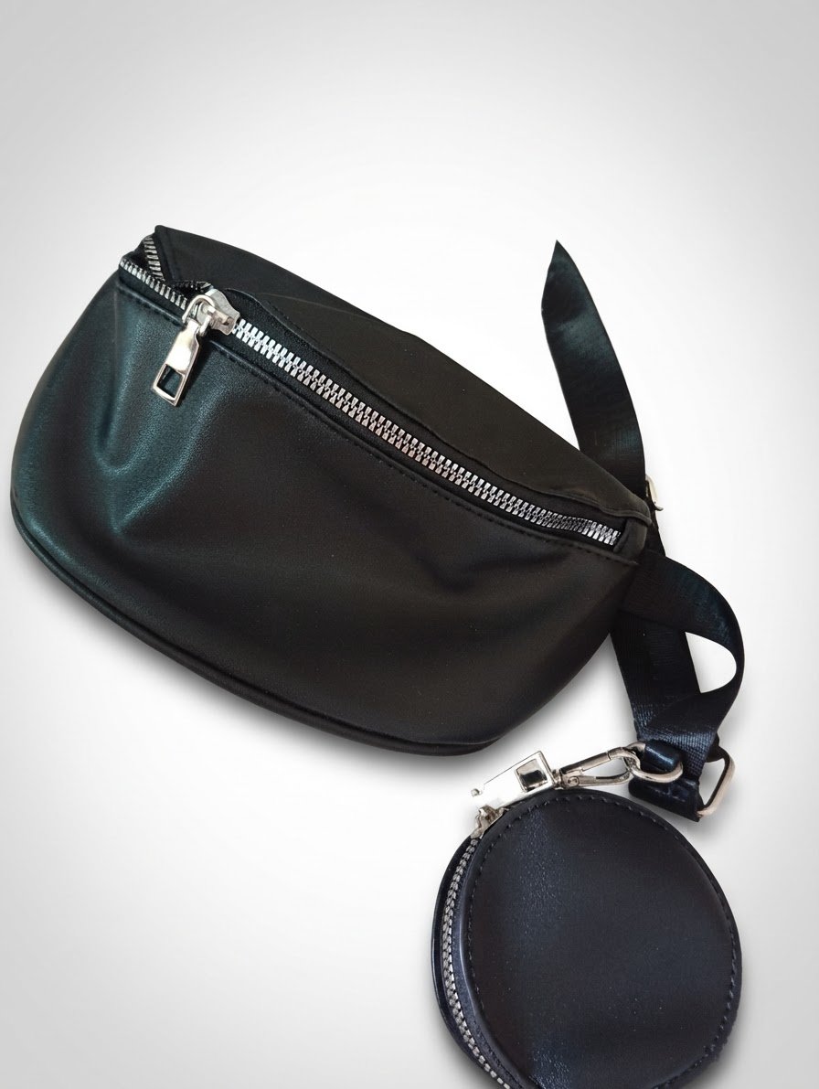 Sac banane avec porte monnaie noir