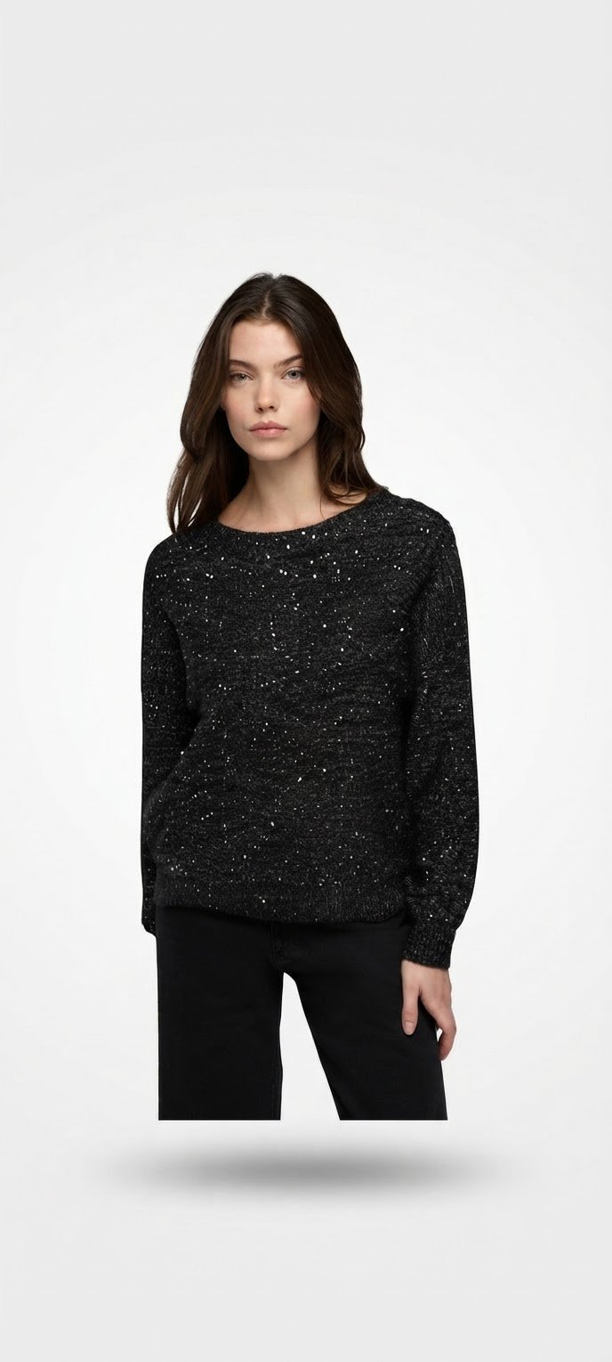 Sequin top noir terranova 