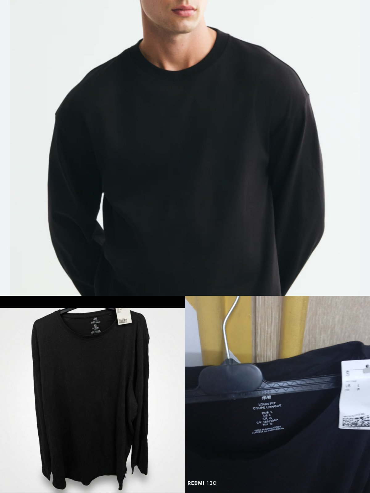 T-shirt manches longues H&M Noir – Comme neuf