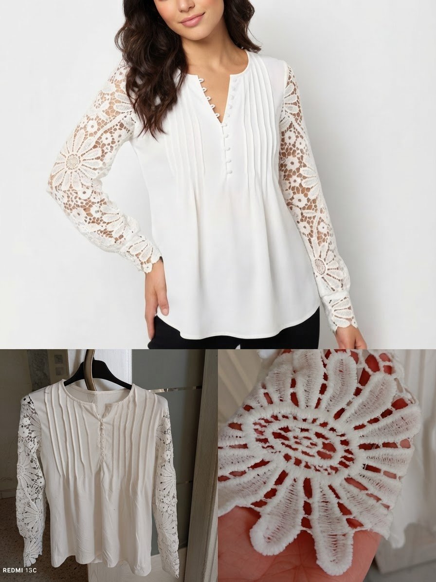 Magnifique Blouse Blanche Style Bohème / Chic