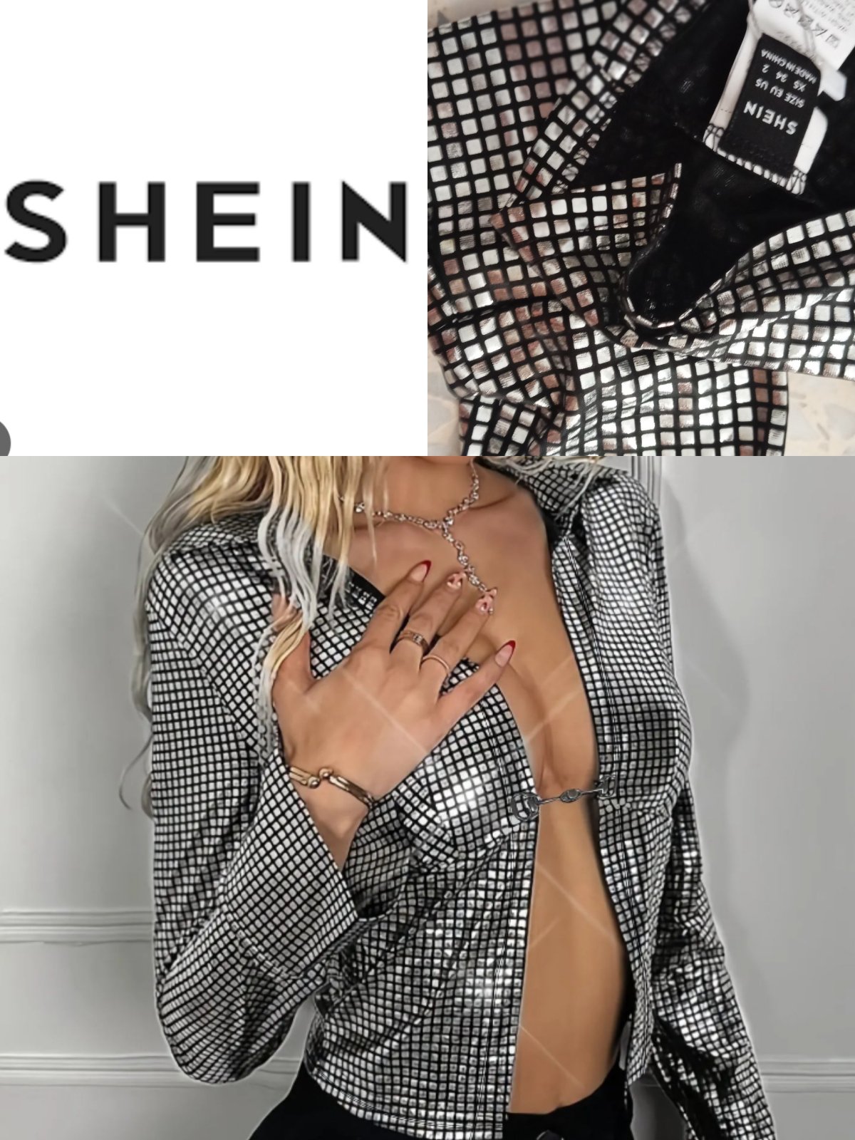 Blouse argenté shein avec étiquette 