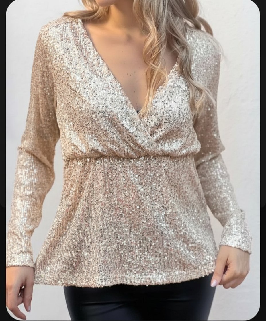 Blouse pailleté doré 