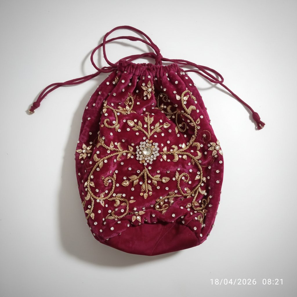 Sac avec cordon de serrage brodé avec perle 