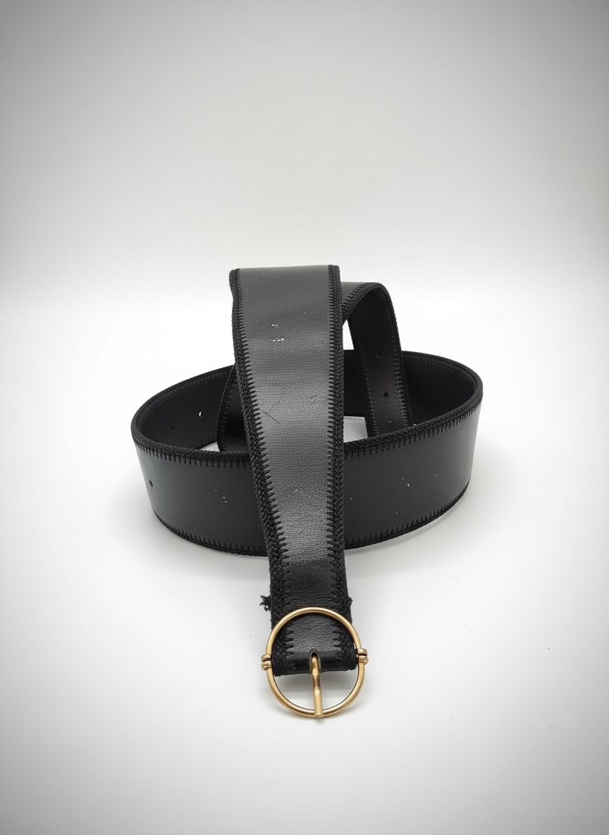 Ceinture noir en croute de cuir 