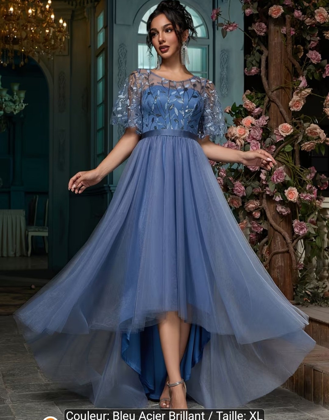Robe soirée bleu acier xl