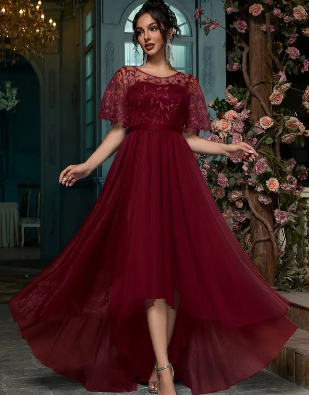 Robe rouge bordeau taille XL 42/44 portée une fois