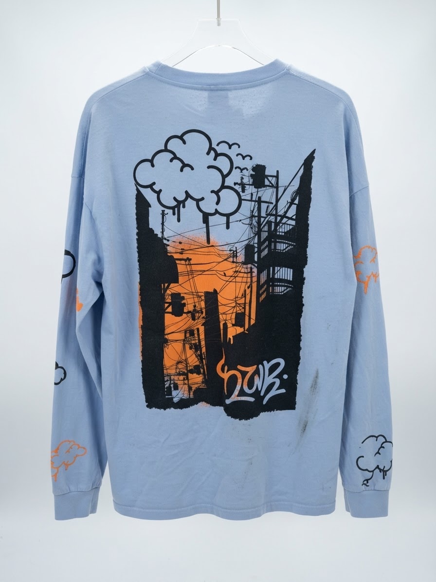 Pull Zara bleu ciel imprimé
