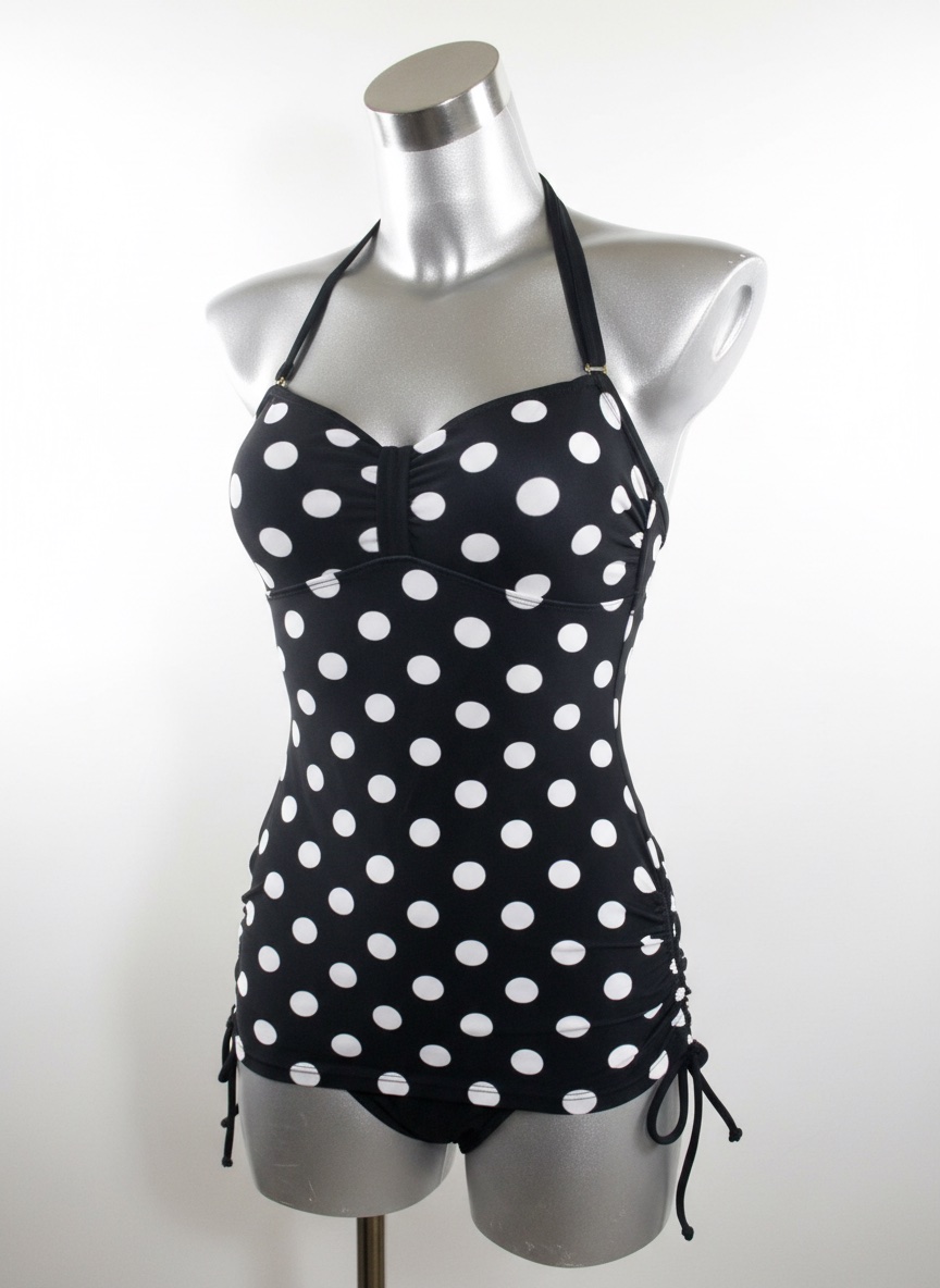 Polka dot black and white summer swimsuit
