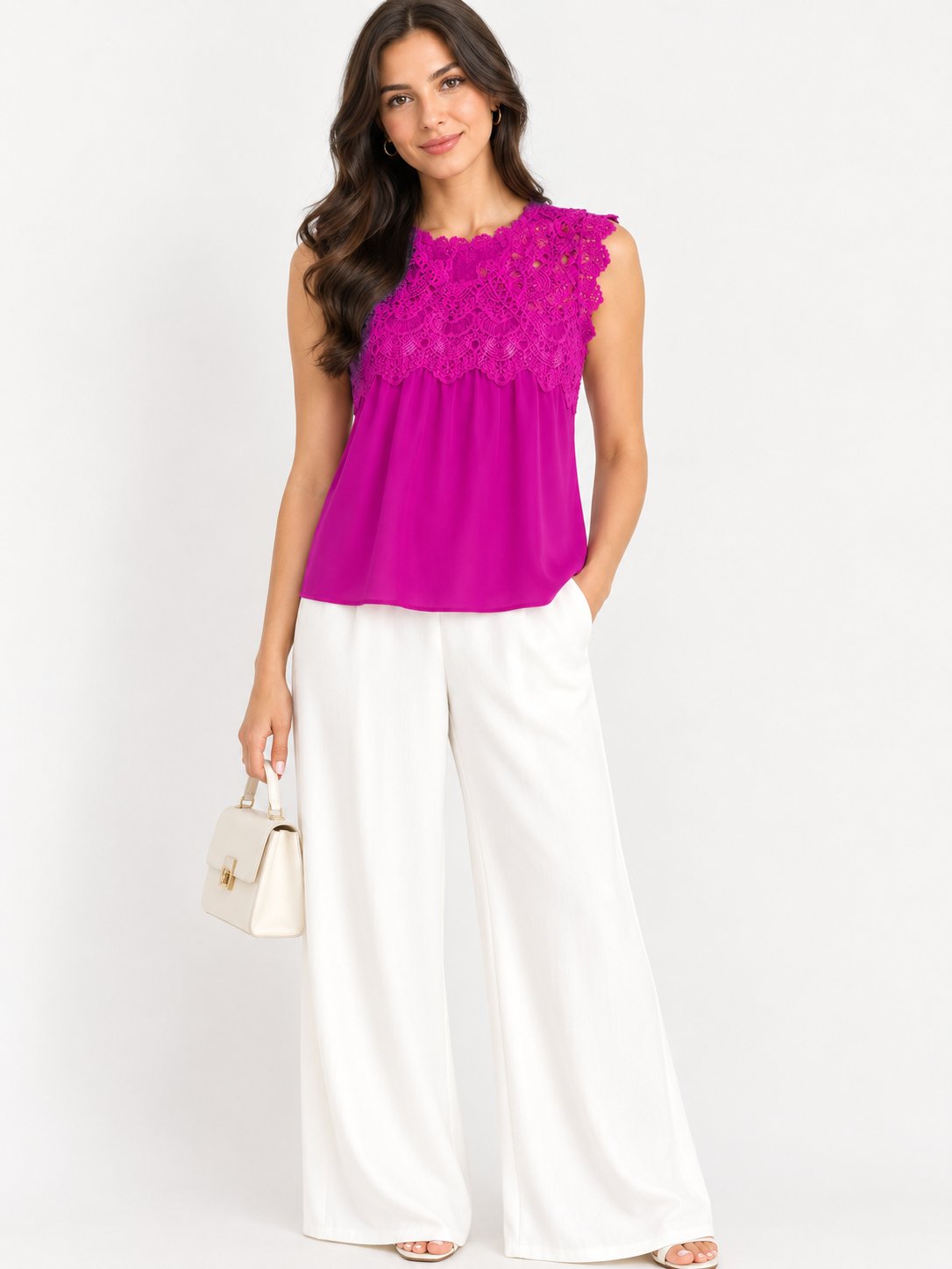 Chemise sans manches rose fushia