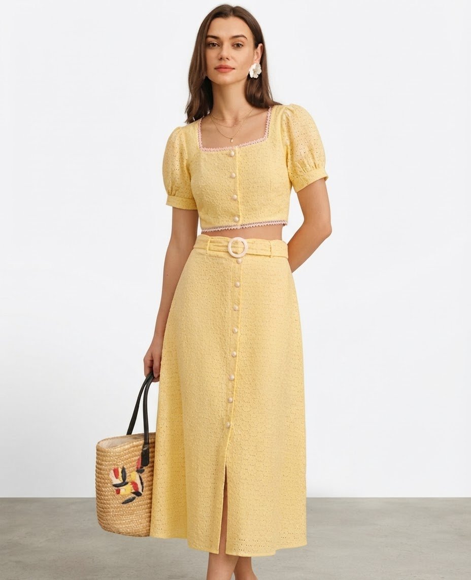 Deux pièces broderie anglaise taille S