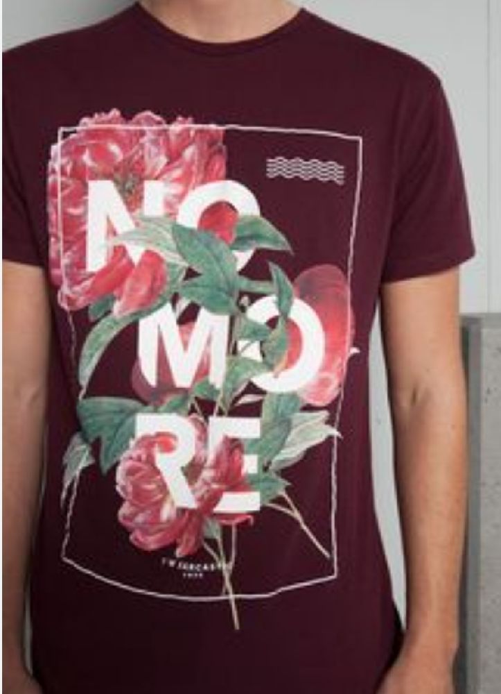 T-shirt rouge bordeaux design fleurs
