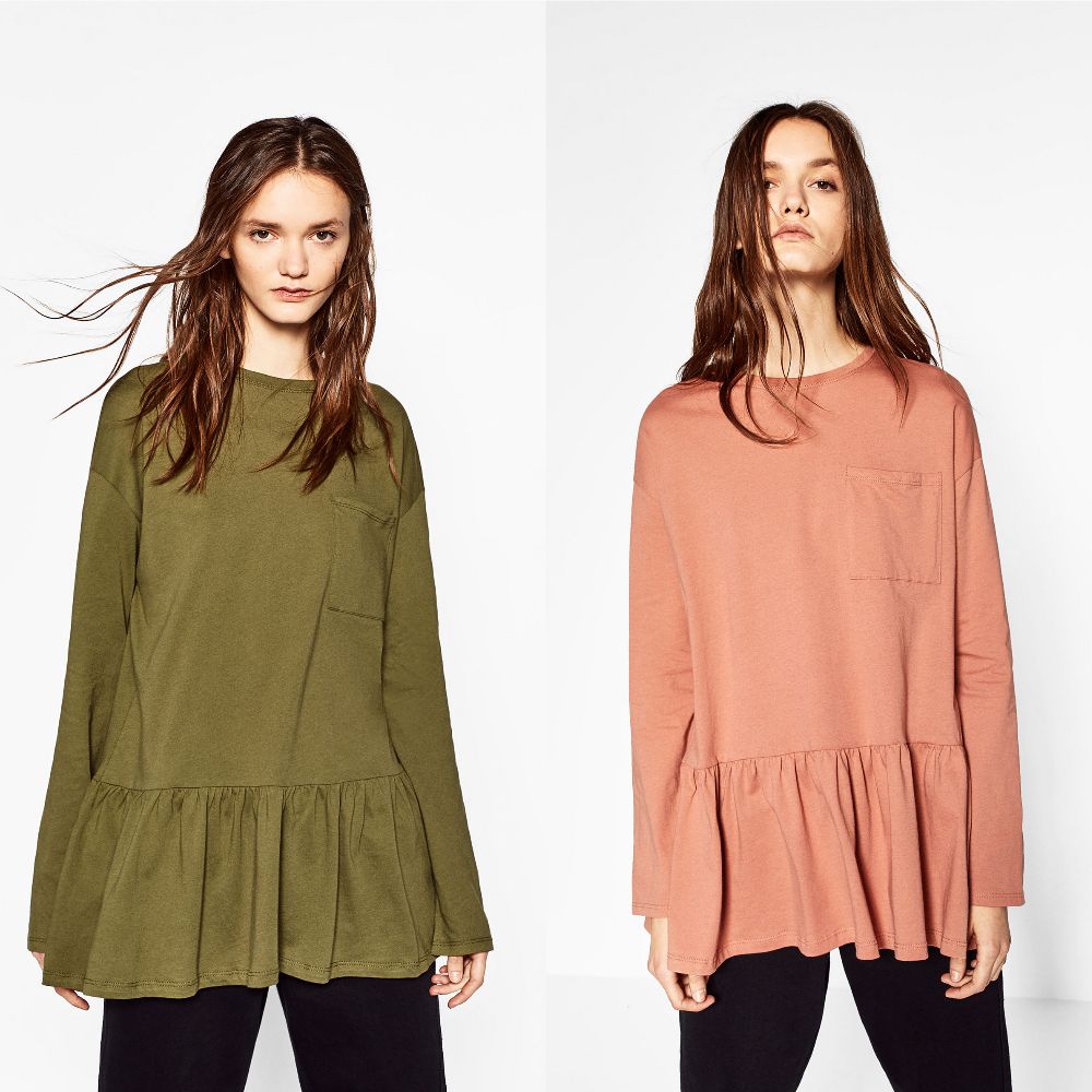 Pull robe zara vert et saumon