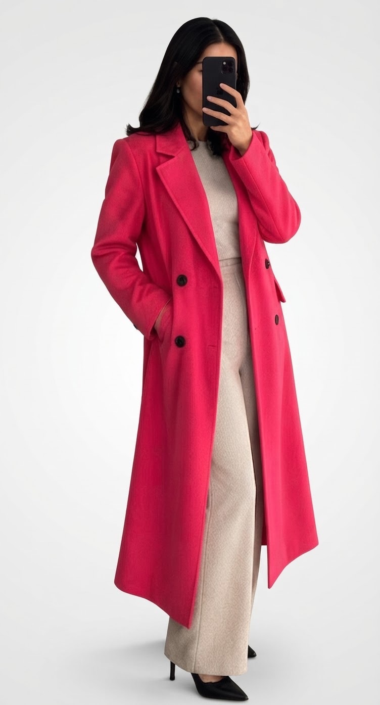 Manteau long rose fuchsia 💗