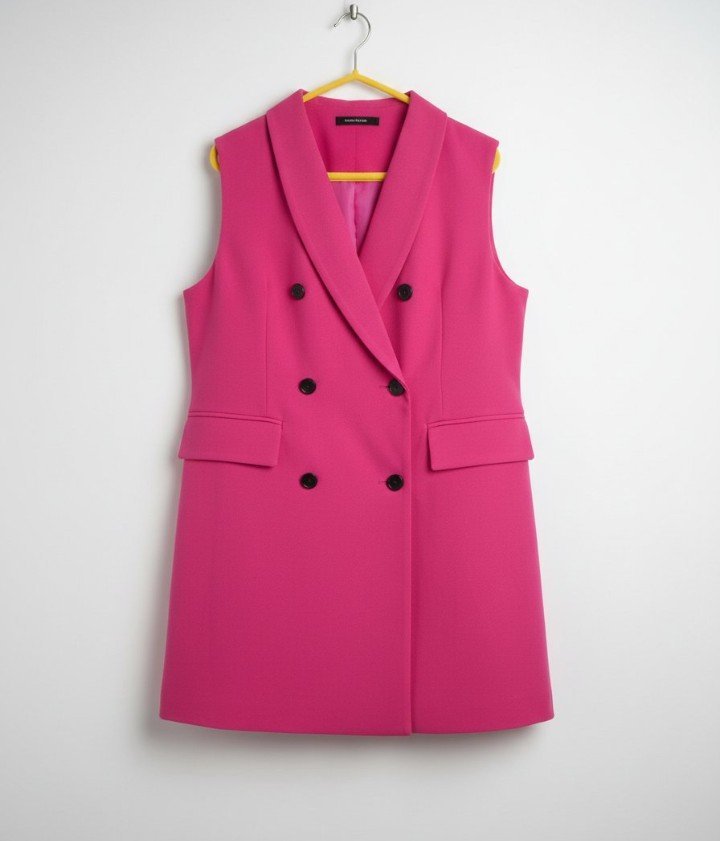 Blazer sans manche rose fushia 