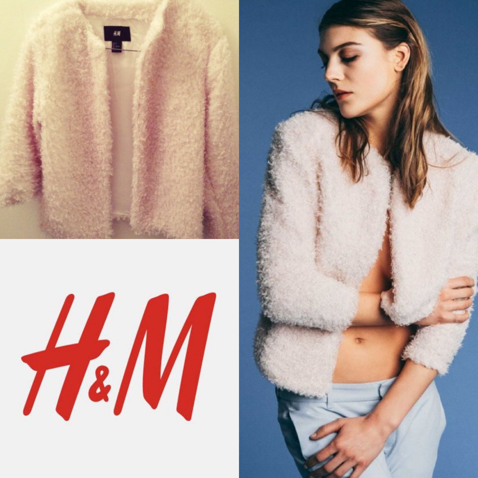 H&M women's cream teddy jacket