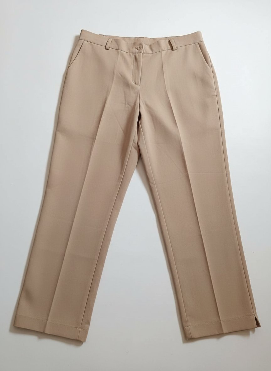 Pantalon tailleur beige coupe droite