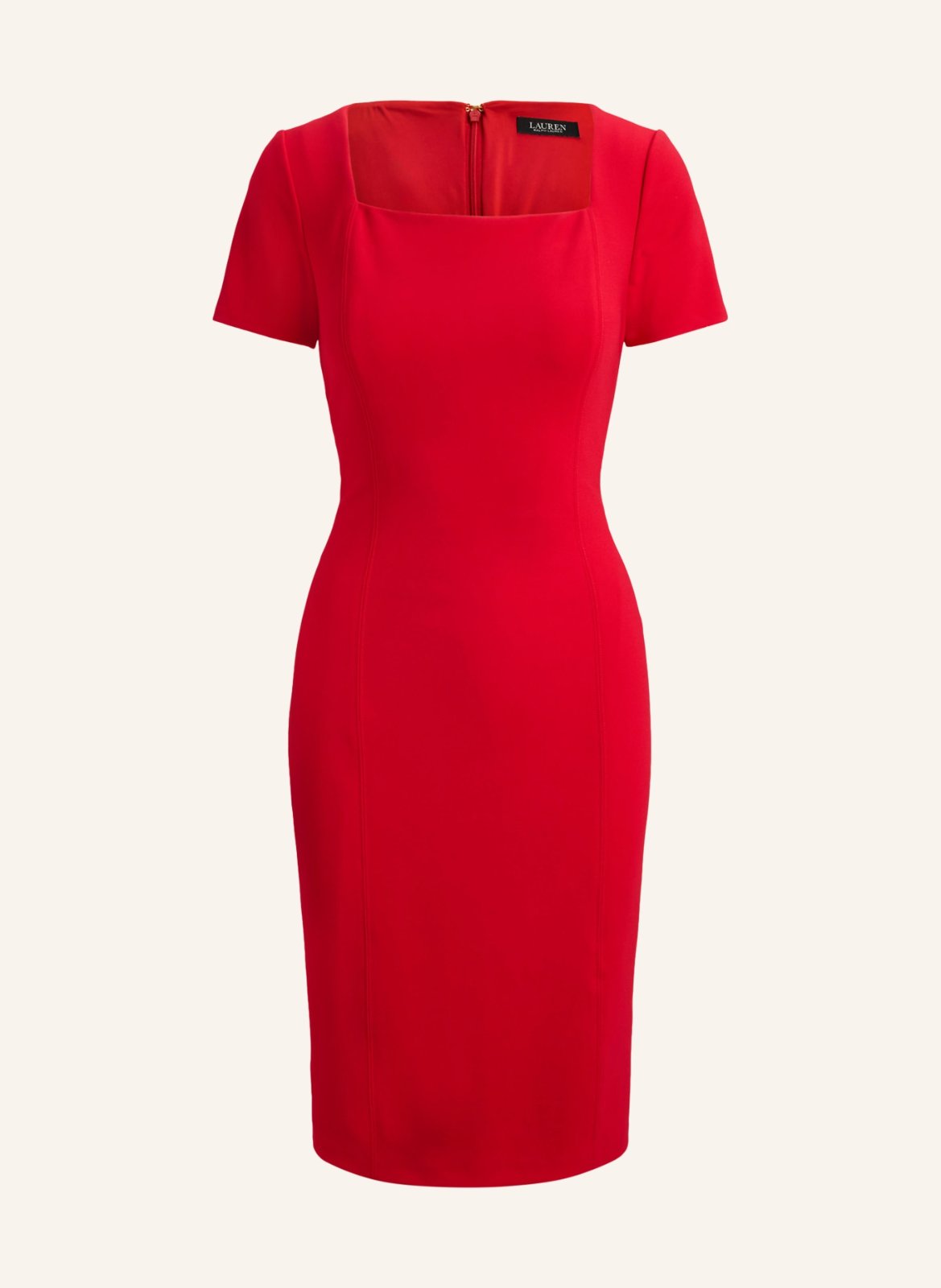 Robe fourreau rouge chic Encolure carrée Taille l
