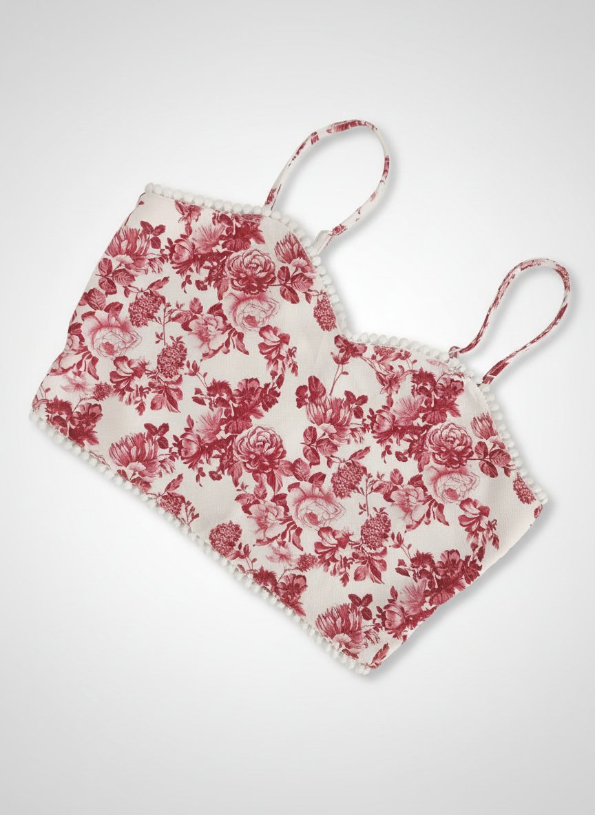 SHEIN floral printed lace spliced camisole top featuring red roses 
