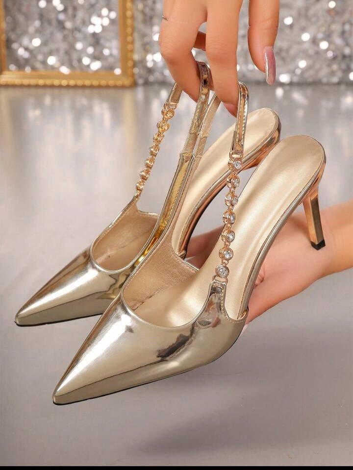 Talon doré/rosé avec strass taille 39