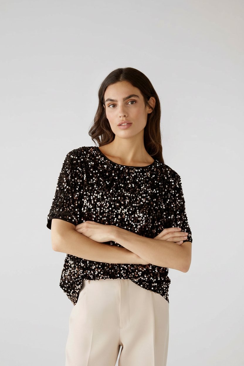  black and silver sequined blouse H&M.