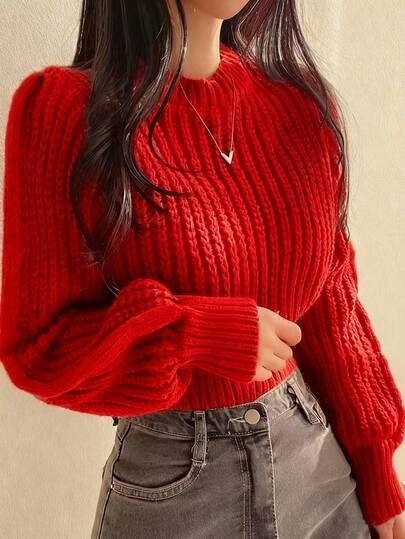 Pull cropped rouge Lc Waikiki casual 