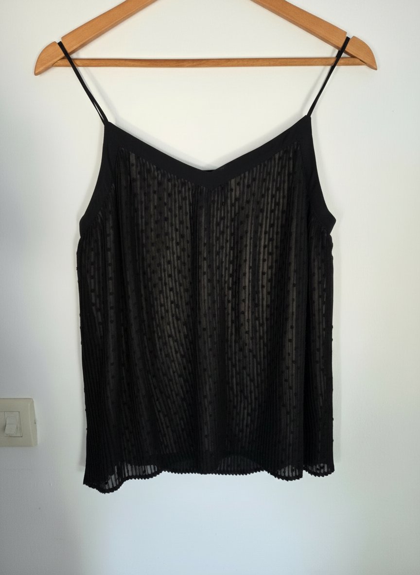 Top à bretelles / Caraco noir plissé Massimo Dutti - Taille S