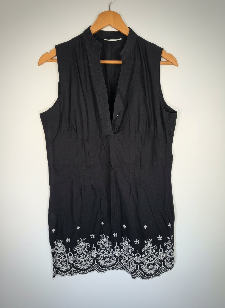 Tunique / Blouse noire brodée Promod (Taille S)