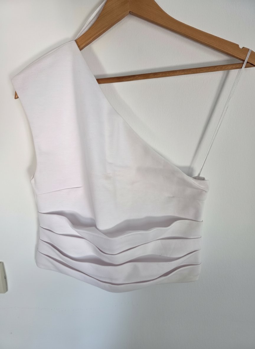 Crop top asymétrique drapé blanc Zara - Taille M