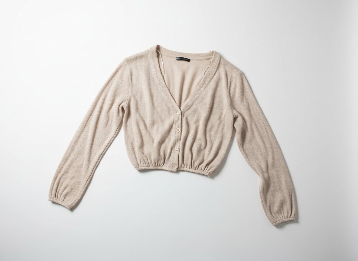 Joli Gilet Crop Top Zara – Beige / Crème (Taille S)