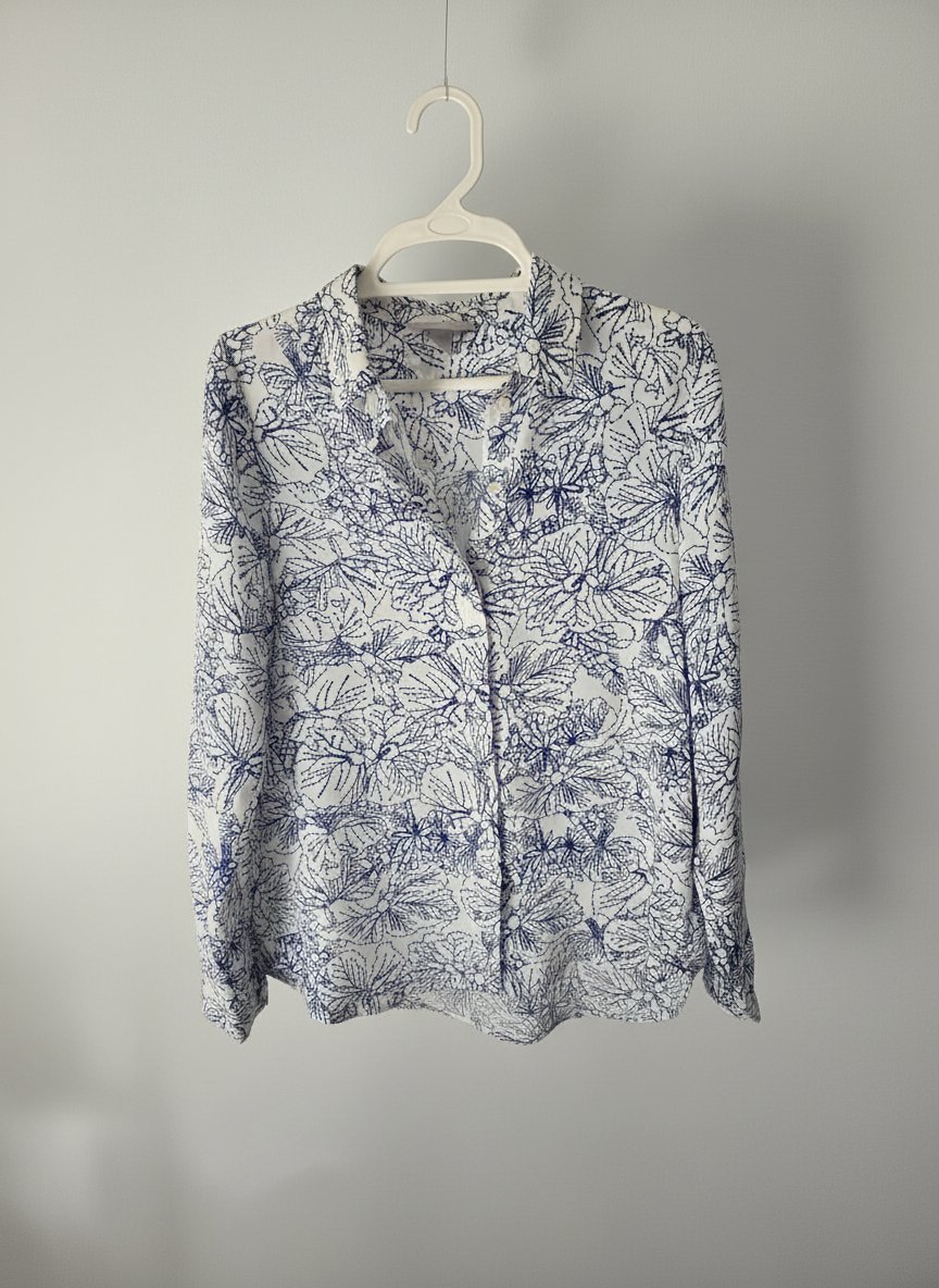 Chemise fluide H&M - Motif Floral Bleu et Blanc
