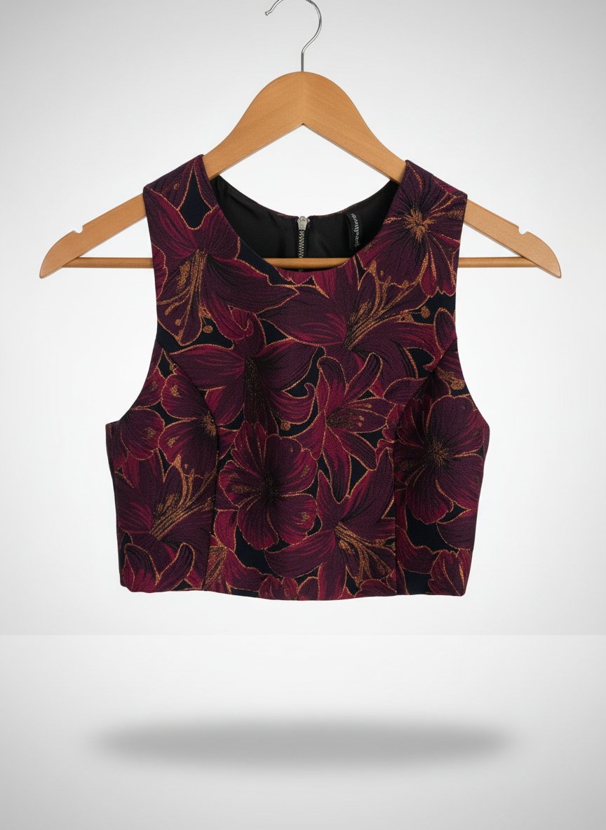 Crop top jacquard fleuri Stradivarius – Taille S
