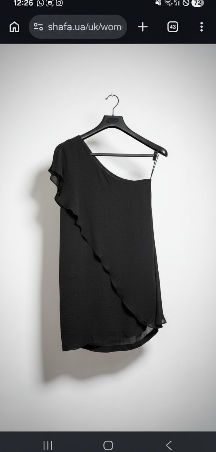Robe Noire Asymétrique Zara (One Shoulder) à Volants – Chic / Soirée